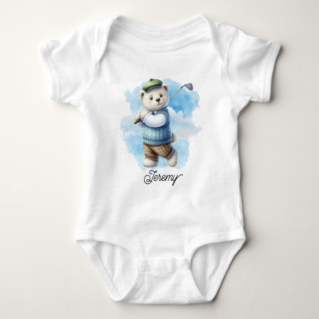 Söt golfande teddybjörn t shirt (Framsida)