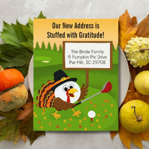 Söt golfboll Thanksgiving rörlig adressändring Helg Vykort