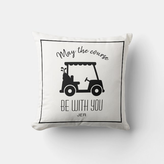 Söt golfvagnsbana Citat Golfare Svart & Vit T Kudde (Framsida)
