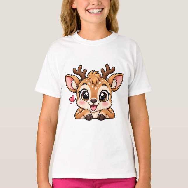 Söt gömmer-sig-hjort t shirt (Framsida)