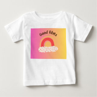 Söt "Good Vibes" Regnbåge Baby T-Shirt