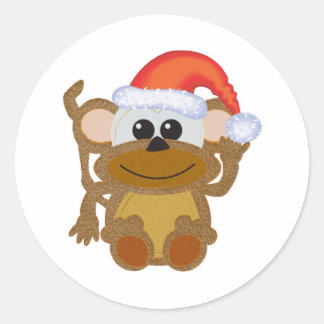 Söt Goofkins jul lurvig apa tomte Runt Klistermärke
