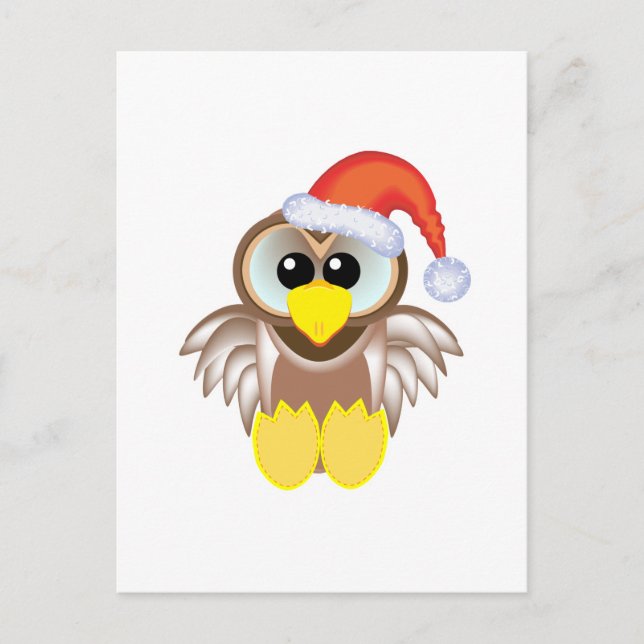 Söt Goofkins jul-uggla tomte Helg Vykort (Framsida)