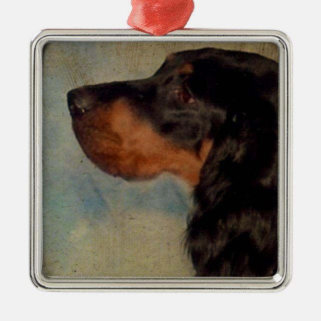 Söt Gordon Setter-prydnad Julgransprydnad Metall (Framsidan)
