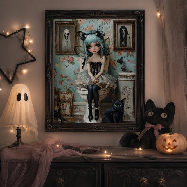 Söt gotisk fe-docka Halloween väggkonst (Skapare uppladdad)