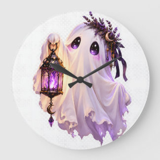 Söt gotisk pastellfärgad spök Halloweenlykta konst Stor Klocka