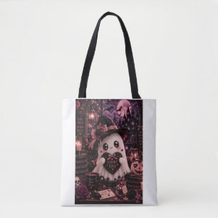 Söt gotisk rosa spökhalloween kuslig kram mörk tygkasse