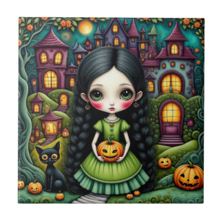 Söt gotisk tjej Pumpa Halloween-by Kakelplatta