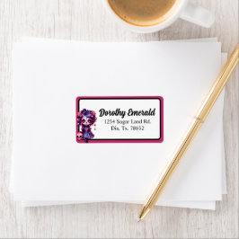 Söt gotisk trädgård sockerskalle  adressetikett