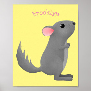 Söt grå chinchilla serieillustration poster