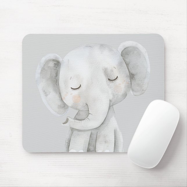 Söt Grå Elefant Musmatta (Med mus)