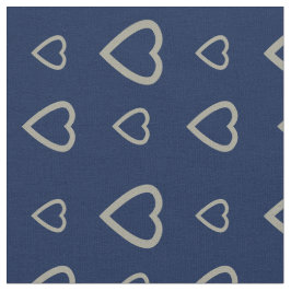 Söt grå hjärtmönster på mörkblått tyg