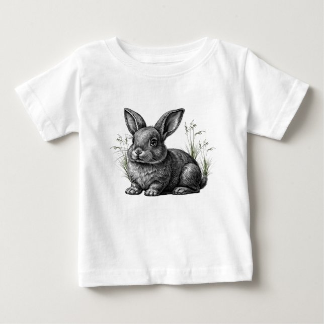 Söt grå kanin  t shirt (Framsida)