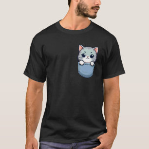 Söt Grå Katt i Fickan för Barn, Pojkar, Flickor, K T Shirt