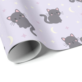 Söt grå katt lila presentpapper