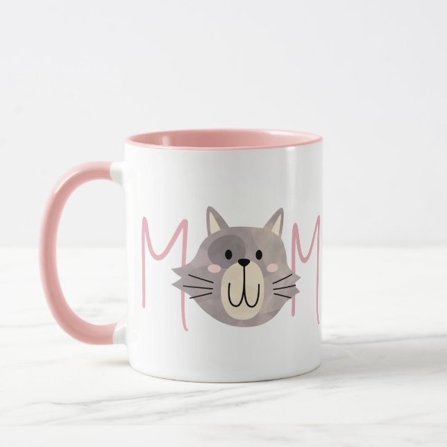 Söt grå katt-mamma namngiven Blush mors dag  Mugg (Vänster)