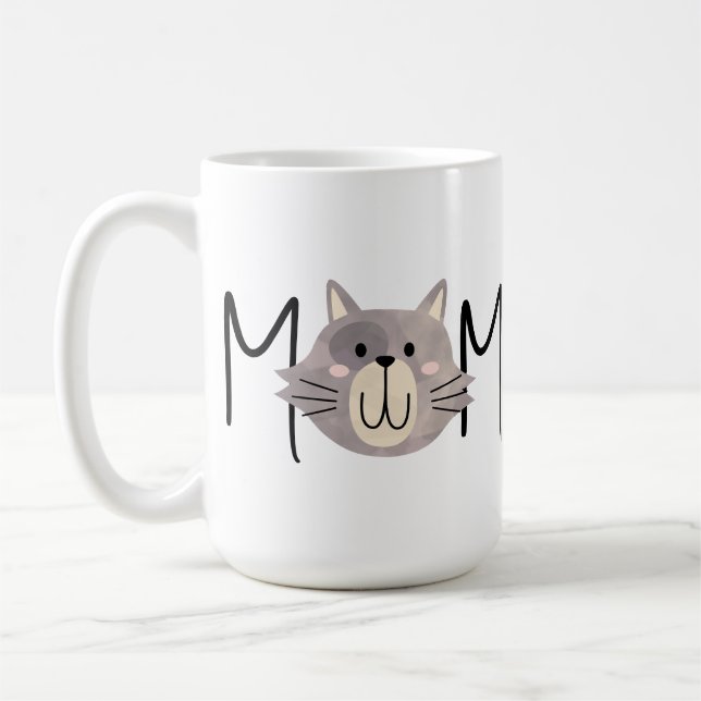 Söt grå katt-mamma Personlig mors dag  Kaffemugg (Vänster)