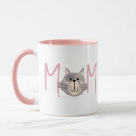 Söt grå katt-mamma rosapink mors dag  mugg