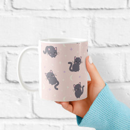 Söt Grå Katt Mugg | Rosa Kawaii Katter