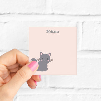 Söt grå katt Rosa klisterlappar Post-it Block