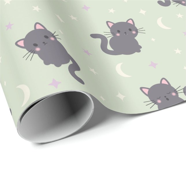 Söt grå katt Sage presentpapper (Rullad Hörn)