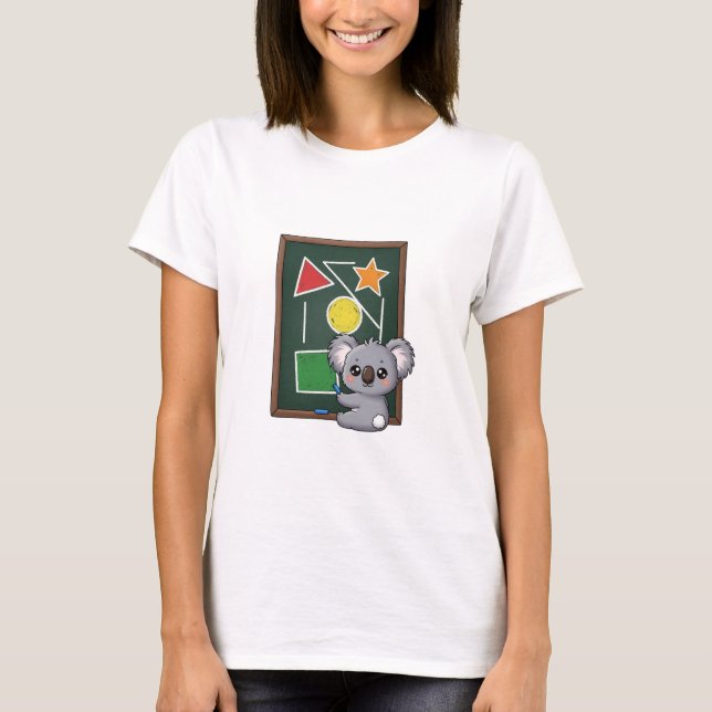 Söt grå koalateckning av geometriska former i skol t shirt (Framsida)