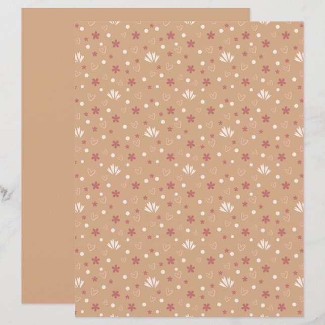 Söt grå orange mönstrad scrapbookpapper (Fram/baksida)