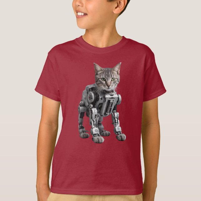 Söt grå randig robotbarn t-shirt (Framsida)