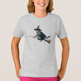 Söt Grå Tabby-Häxa Barn T Shirt