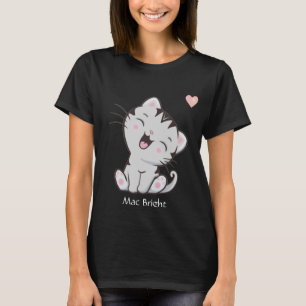 Söt Grå Tabbymössa Katt & Hjärta T-Shirt