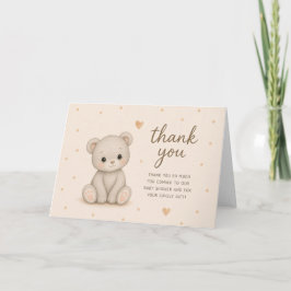 Söt grå teddybjörn Baby Shower Tackkort Kort