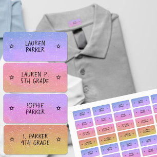 Söt Gradient Färg-kodad Namn-kläder av typen Star Klistermärke