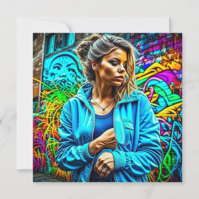 Söt Graffiti Urban Street Art Girl (Framsida)