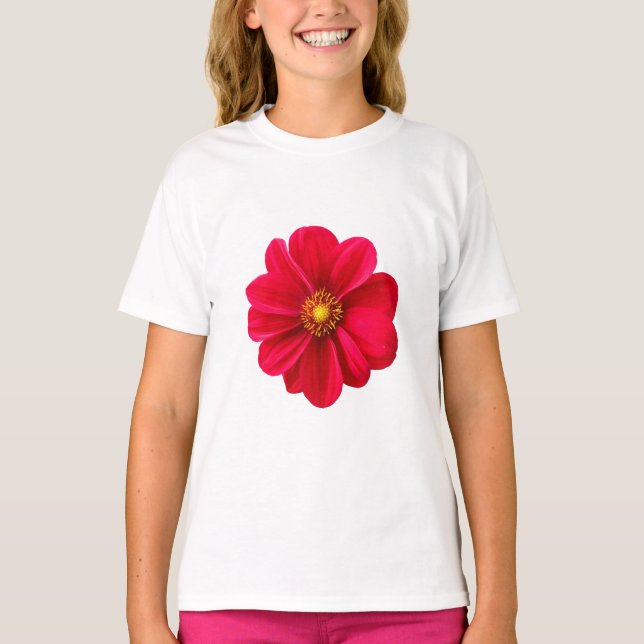 Söt Grafik med Enkel Blomma för Barn T Shirt (Framsida)