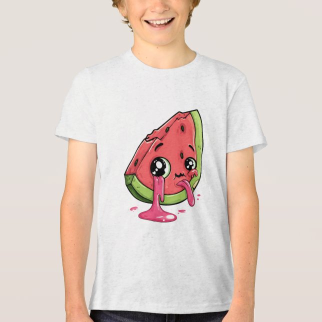 Söt grafisk vit t-shirt med fruktbit (Framsida)