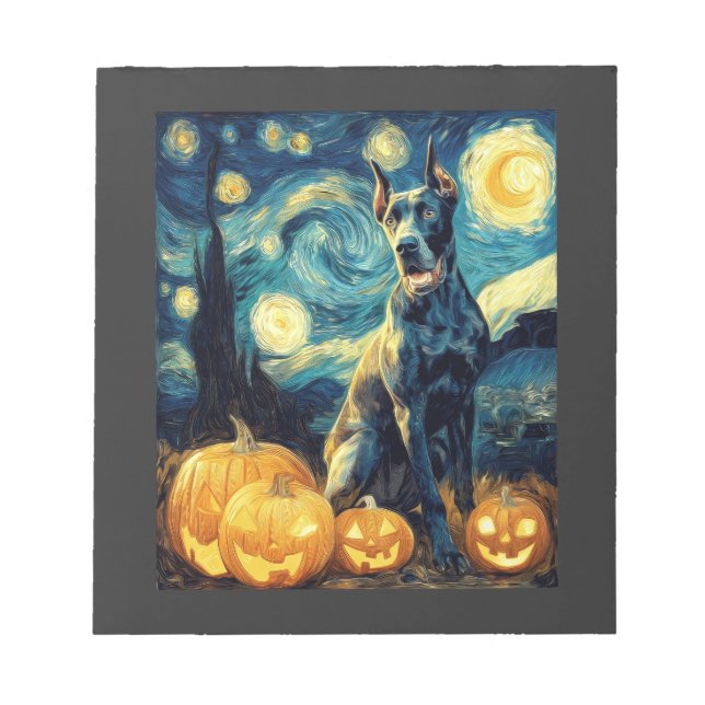 Söt Grand Danois Hund Halloween Jack O Lantern Pum Anteckningsblock (Framsida)