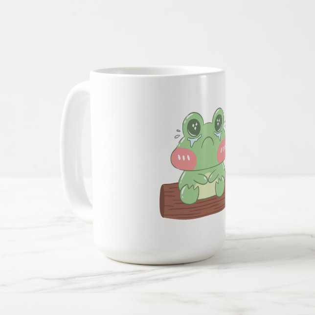 Söt Gråtande Groda Barn T-Shirt | Bedårande Groda  Kaffemugg (Framsida vänster)