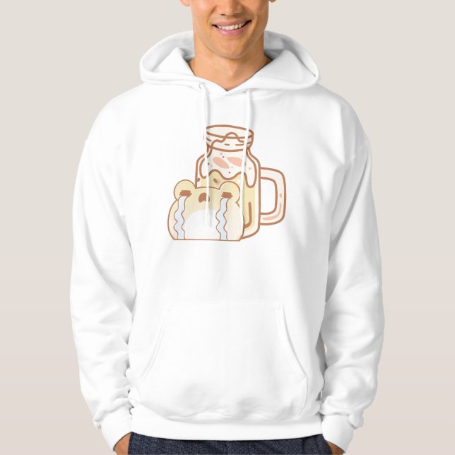 Söt gråtande groda med kawaii smoothie hoodie (Framsida)
