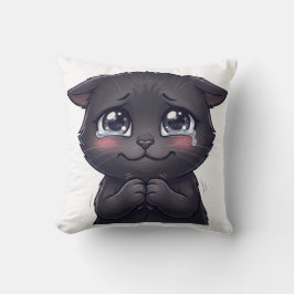 Söt gråtande svart katt som tigger Canvas Väggkons Kudde