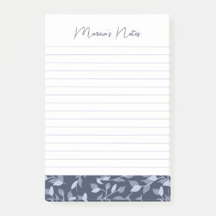 Söt Grått Blommigts Modern Personlig Längd Post-it Block