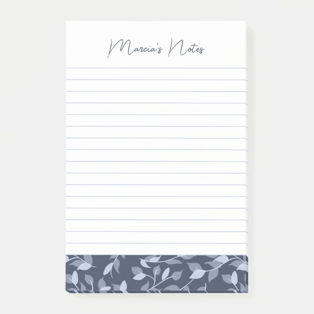 Söt Grått Blommigts Modern Personlig Längd Post-it Block (Framsida)