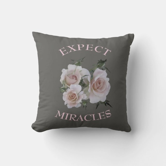 Söt Grått Grått och Rosa ros Motivering Kudde (Framsida)
