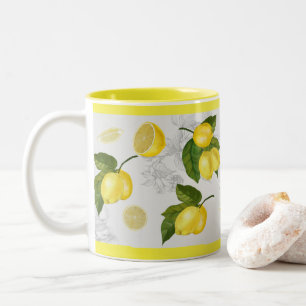 Söt Grått & Gult Lemon Mugg