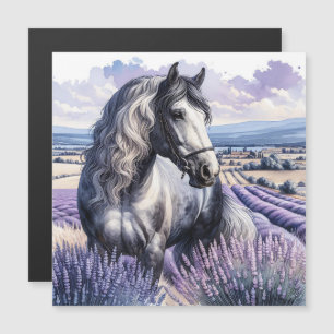 Söt Grått Horse ständiga i Lavender