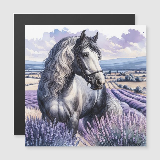 Söt Grått Horse ständiga i Lavender (Fram/baksida)