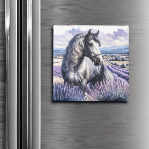 Söt Grått Horse ständiga i Lavender Magnet