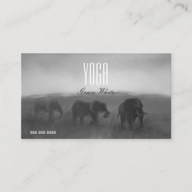 Söt Grått Nature Pic Yoga Reiki Massage Coach Visitkort (Framsida)