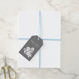 Söt Grått och White Blommigt Bröllop Gift Märkres Presentetikett
