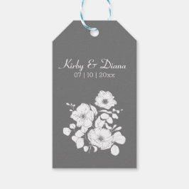 Söt Grått och White Blommigt Bröllop Gift Märkres Presentetikett