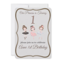 Söt Grått Rosa Ballerinas Princess 1:a födelsedage